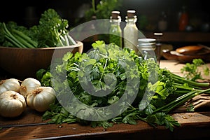 bunch of green fresh parsley close up