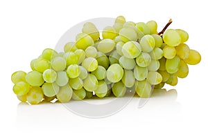 Bunch of green grapes isolated on white background