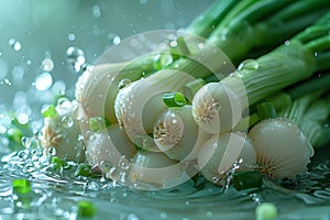 A Bunch of Green Onions on a Table