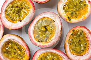 Bunch of halved passion fruit