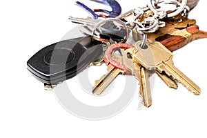Bunch of house and office keys on a key chain