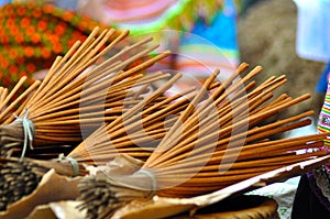 Bunch of incense sticks in the market