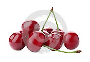 Bunch of juicy cherries on background