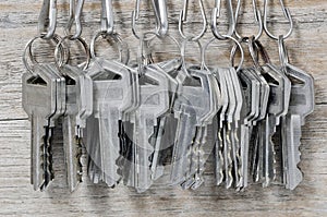Bunch of keys hang on the wall