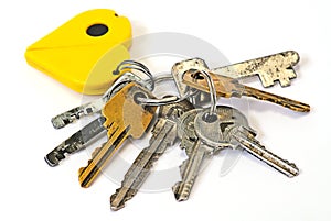 Bunch of keys isolated over white