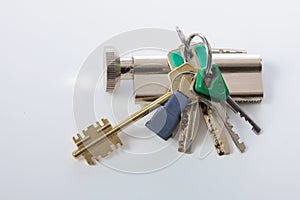 Bunch of keys isolated over white background