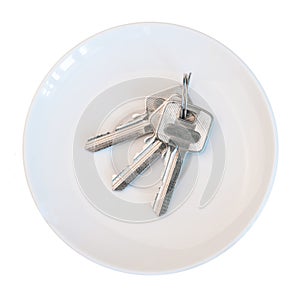 Bunch of keys on a saucer