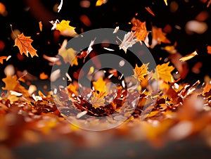 A bunch of leaves that are falling down on the ground