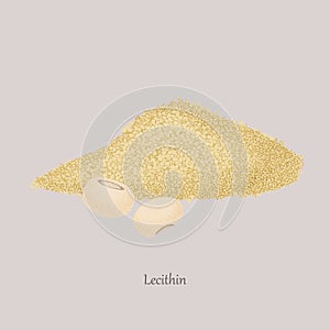 A bunch of lecithin on a gray background.