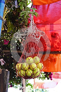 Bunch of lemons at roadside store