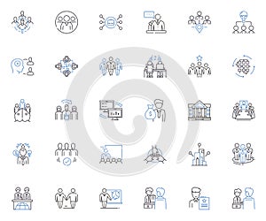 Bunch line icons collection. Cluster, Bundle, Group, Collection, Heap, Pack, Pile vector and linear illustration