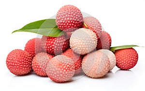 A bunch of lychee isolated on white backgroun -Generative Ai