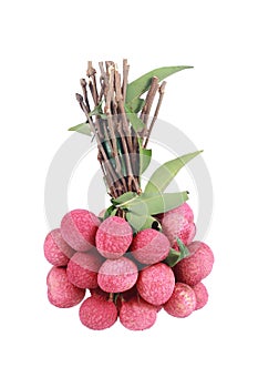 bunch of lychees isolated on white