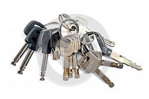 Bunch of Many Keys Lies on an iSolated White Background