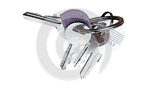 Bunch of metal keys on a keyring