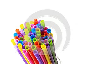 Bunch of multi colored plastic straws