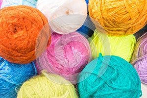 Bunch of multi-colored woolen threads