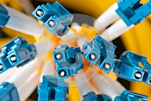 Bunch of optic fiber cables with LC connectors