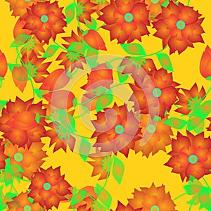 Bunch of Orange Flowers Pattern, Tile