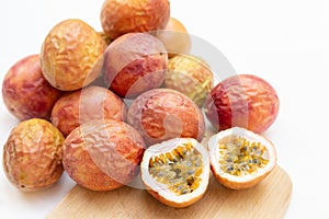 A Bunch of Passion Fruit on a White Background