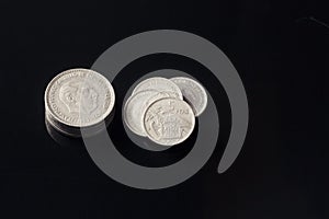 Bunch of peseta coins from Spain.