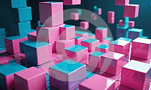 bunch pink and blue cubes