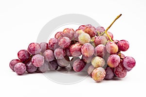 A bunch of  pink grapes close-up isolated on a white background