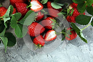 A bunch of raw fresh strawberries