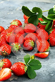 A bunch of raw fresh strawberries