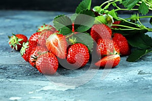 A bunch of raw fresh strawberries