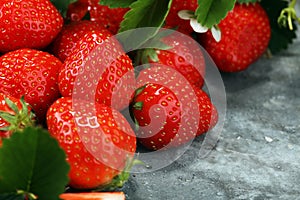 A bunch of raw fresh strawberries