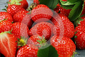 A bunch of raw fresh strawberries