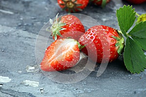 A bunch of raw fresh strawberries