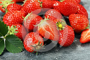 A bunch of raw fresh strawberries