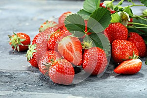 A bunch of raw fresh strawberries