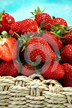 A bunch of raw fresh strawberries