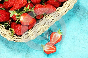 A bunch of raw fresh strawberries