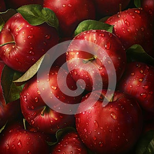Bunch of Red Apples With Water Droplets