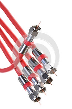 Bunch of red coaxial cables