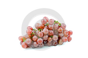 Bunch of red grapes , fresh with water drops. Isolated on white