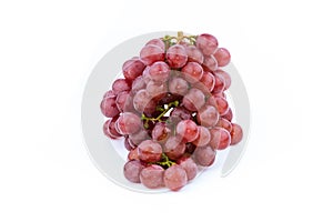 Bunch of red grapes , fresh with water drops. on white