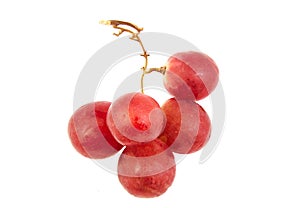 Bunch of red grapes isolated on white.