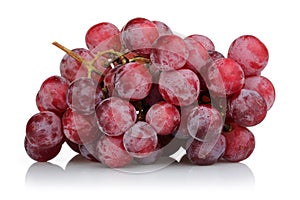 Bunch of red grapes on white background