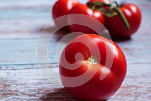 A bunch of red greenhouse tomatoes from Quebec