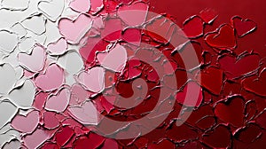 A bunch of red and white hearts on a red background
