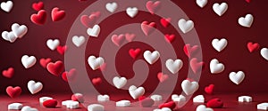 A bunch of red and white hearts on a red background