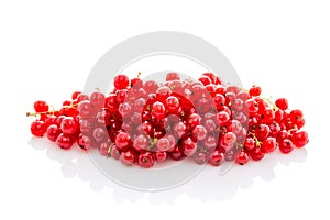 Bunch ripe red currant isolated on white