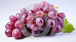 A bunch of ripe red grapes on a white background. Generated by artificial intelligence