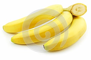 Bunch of Ripe Sliced Banana Isolated