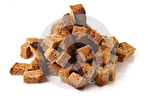 Bunch of rye bread croutons